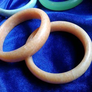 Creamy Citrus Orange Carved Jade Bracelet 60mm